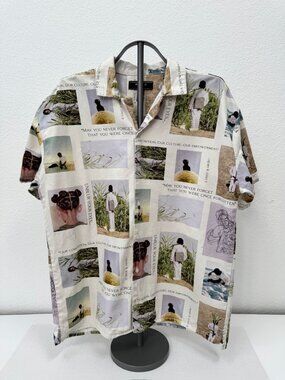 Forever 21 Henry R Jones II Unblur Your Eyes Camp Collar Shirt Mens M